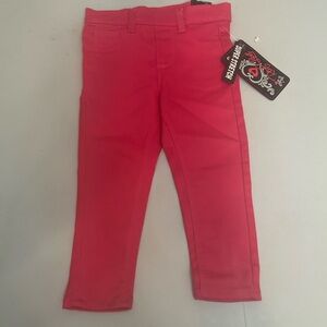 Red Love❤️Girls👧🏻Bright Pink Toddler Skinny Jeans👖Sz 2T